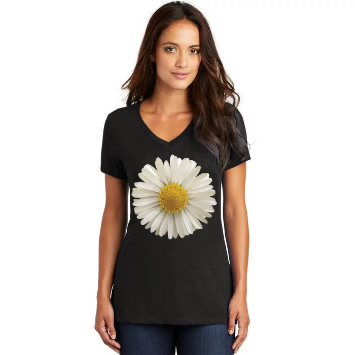 White Daisy Women's V-Neck T-Shirt