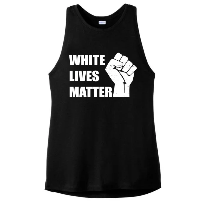 White Lives Matter Fist Ladies Tri-Blend Wicking Tank