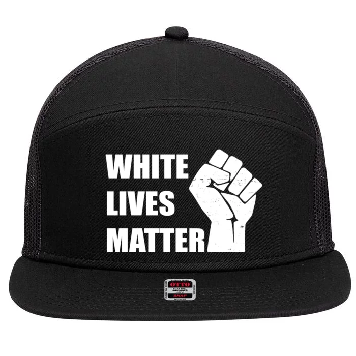 White Lives Matter Fist 7 Panel Mesh Trucker Snapback Hat