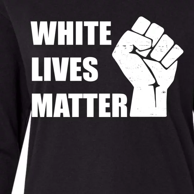 White Lives Matter Fist Womens Cotton Relaxed Long Sleeve T-Shirt