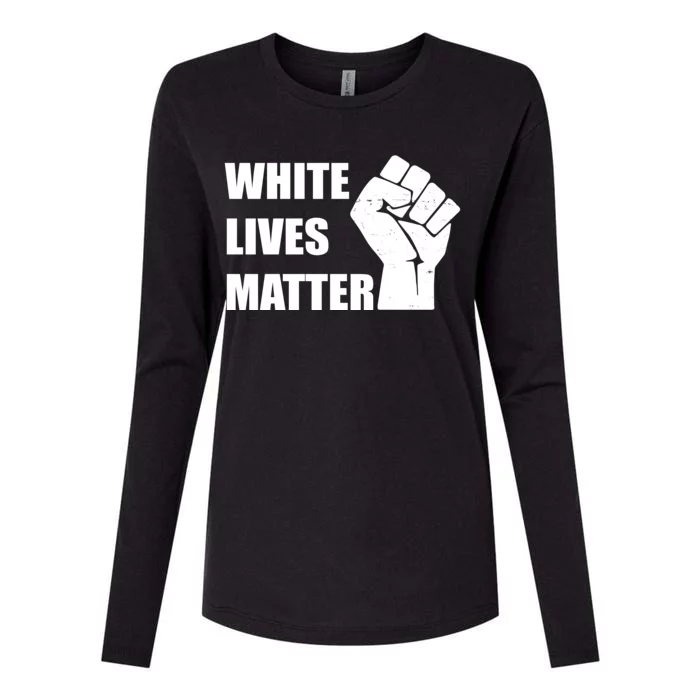 White Lives Matter Fist Womens Cotton Relaxed Long Sleeve T-Shirt