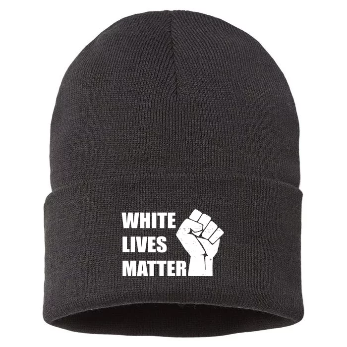 White Lives Matter Fist Sustainable Knit Beanie