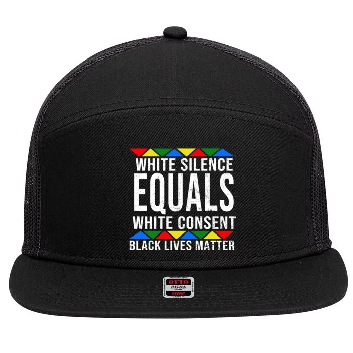 White Silence Black Lives Matter 7 Panel Mesh Trucker Snapback Hat