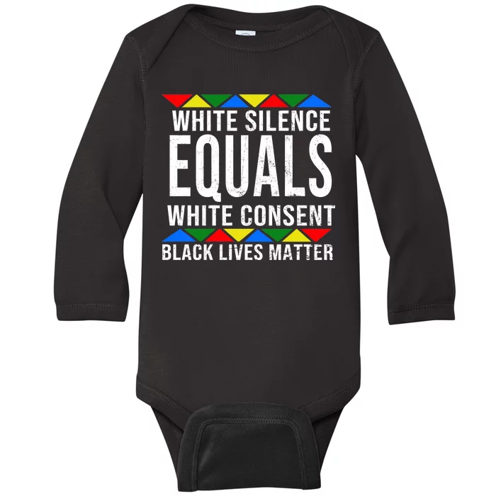 White Silence Black Lives Matter Baby Long Sleeve Bodysuit