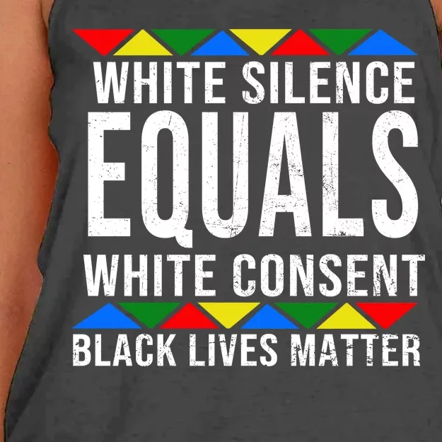 White Silence Black Lives Matter Women's Knotted Racerback Tank