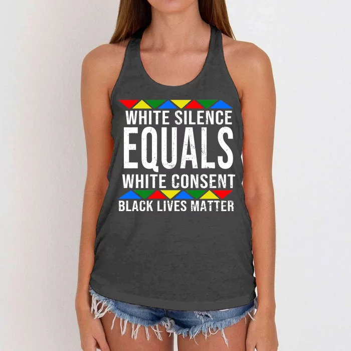 White Silence Black Lives Matter Women's Knotted Racerback Tank