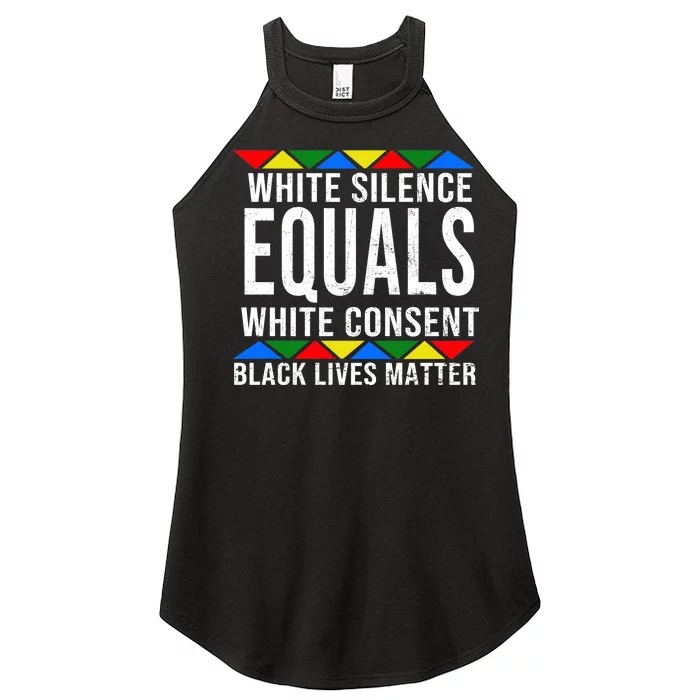 White Silence Black Lives Matter Women’s Perfect Tri Rocker Tank