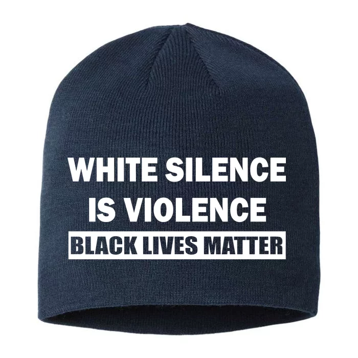 White Silence Is Violence 8 1/2in Sustainable Knit Beanie