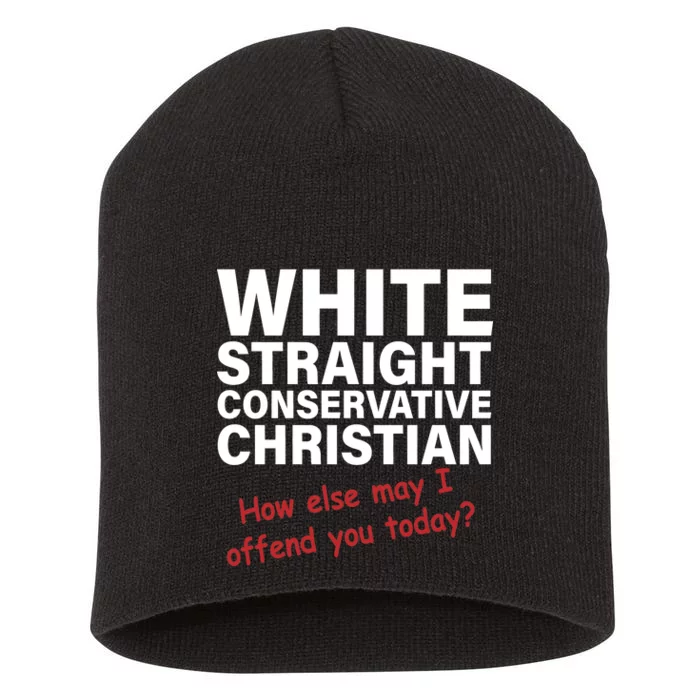 White Straight Conservative Christian Short Acrylic Beanie