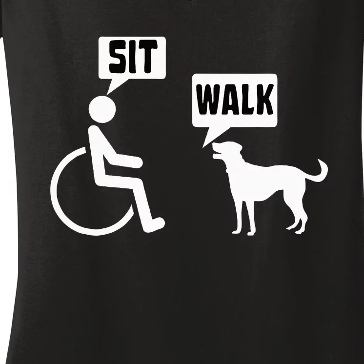 Wheelchair Humor Joke For A Disability In A Wheelchair Women's V-Neck T-Shirt