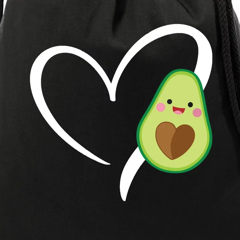 Women Heart Love Avocados Vneck Drawstring Bag