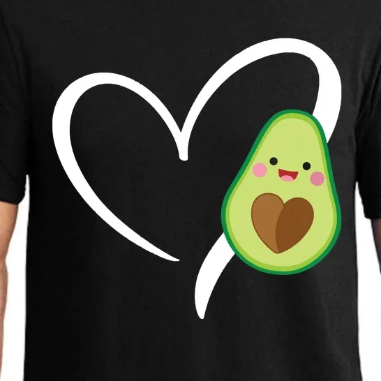 Women Heart Love Avocados Vneck Pajama Set