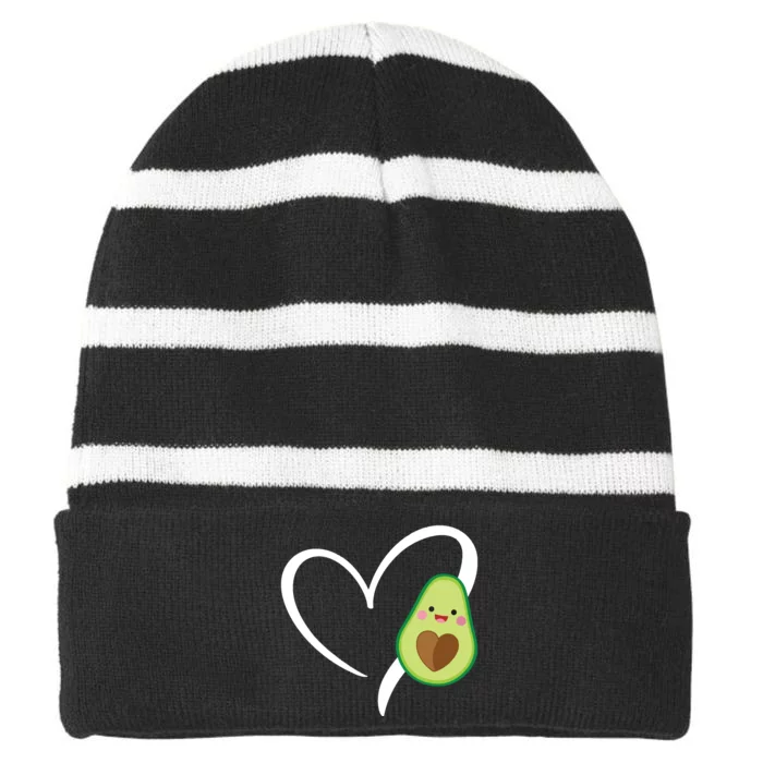 Women Heart Love Avocados Vneck Striped Beanie with Solid Band