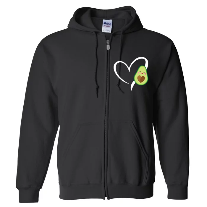 Women Heart Love Avocados Vneck Full Zip Hoodie