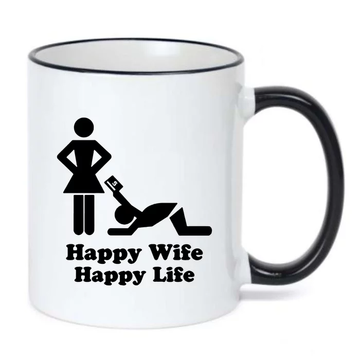 Wife Happy Life Husband Black Color Changing Mug