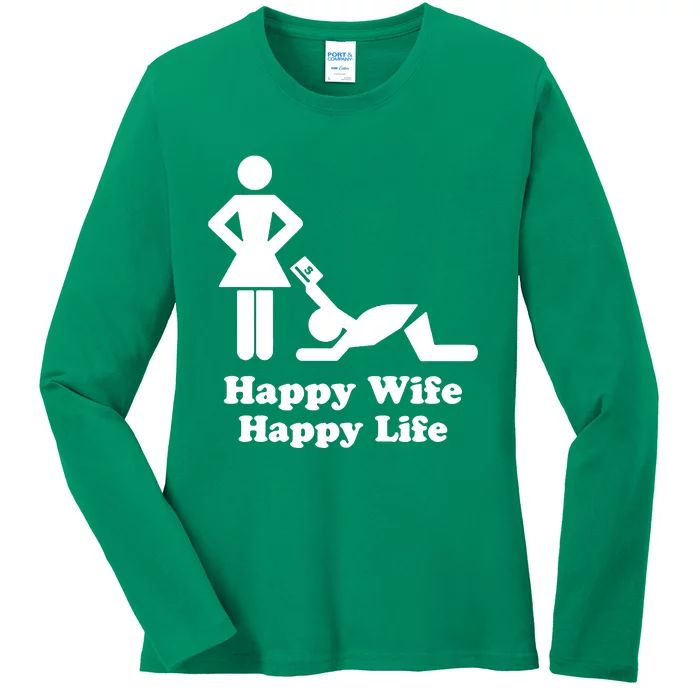 Wife Happy Life Husband Ladies Long Sleeve Shirt