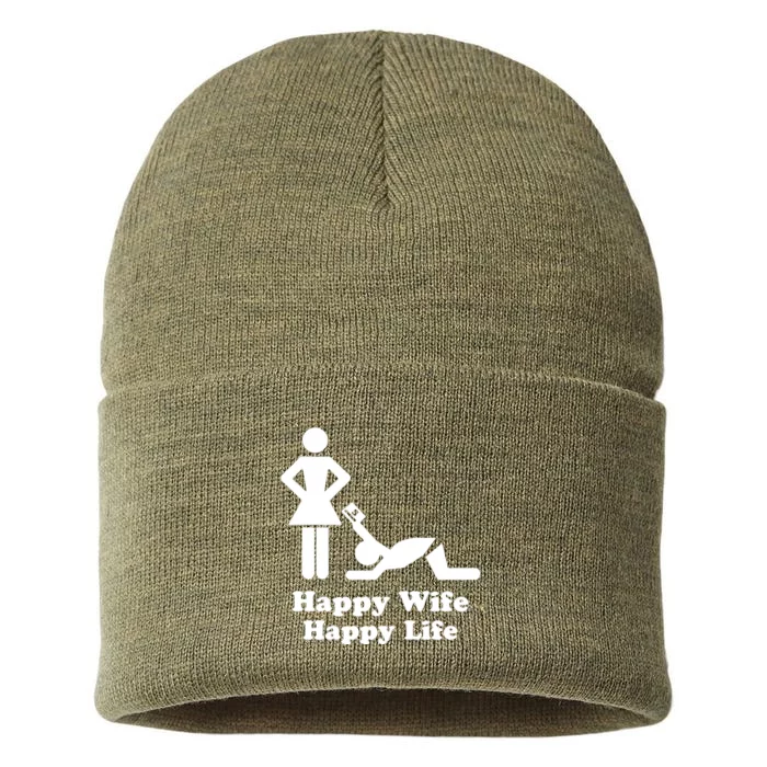 Wife Happy Life Husband Sustainable Knit Beanie