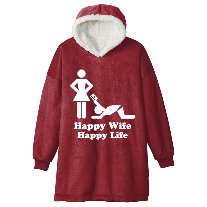 Wife Happy Life Husband Hooded Wearable Blanket