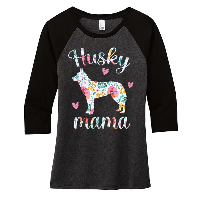 Womens Husky Mom Funny Siberian Husky Mama Dog Lover Owner Women's Tri-Blend 3/4-Sleeve Raglan Shirt