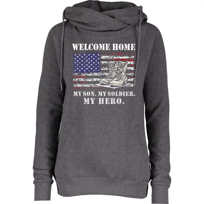 Welcome Home My Son Soldier Homecoming Us Flag Retro Vintage Gift Womens Funnel Neck Pullover Hood