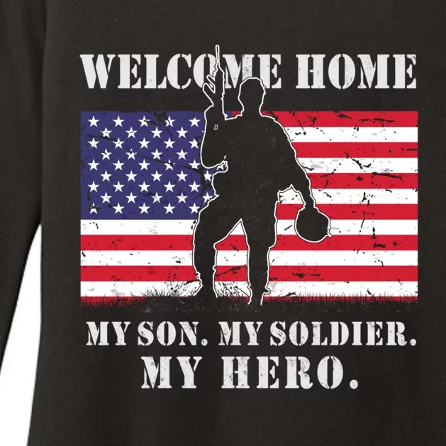 Welcome Home My Son Soldier Homecoming Reunion Us Flag Retro Gift Womens CVC Long Sleeve Shirt