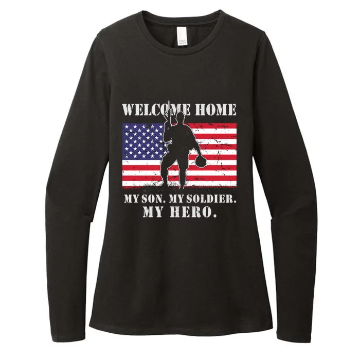 Welcome Home My Son Soldier Homecoming Reunion Us Flag Retro Gift Womens CVC Long Sleeve Shirt