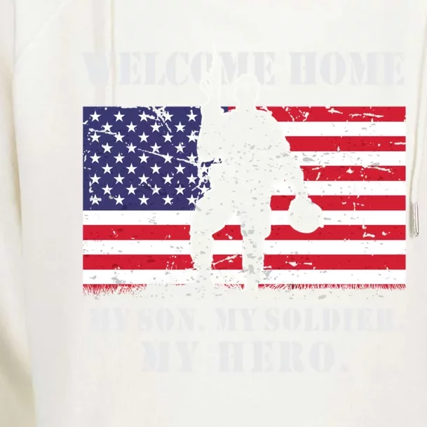 Welcome Home My Son Soldier Homecoming Reunion Us Flag Retro Gift Womens Funnel Neck Pullover Hood