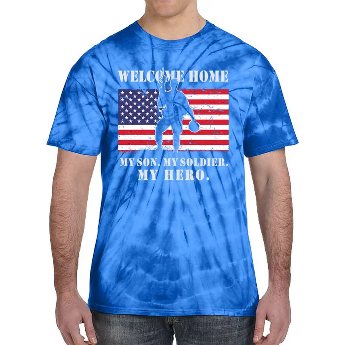 Welcome Home My Son Soldier Homecoming Reunion Us Flag Retro Gift Tie-Dye T-Shirt