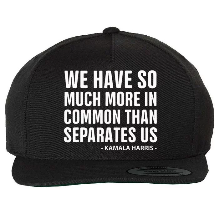 We Have More In Common Than Separates Us Harris Trump Debate Wool Snapback Cap