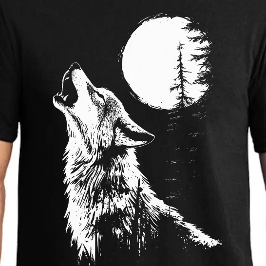 Wolf Howling Moon Forest Nature Wildlife Animal Pajama Set