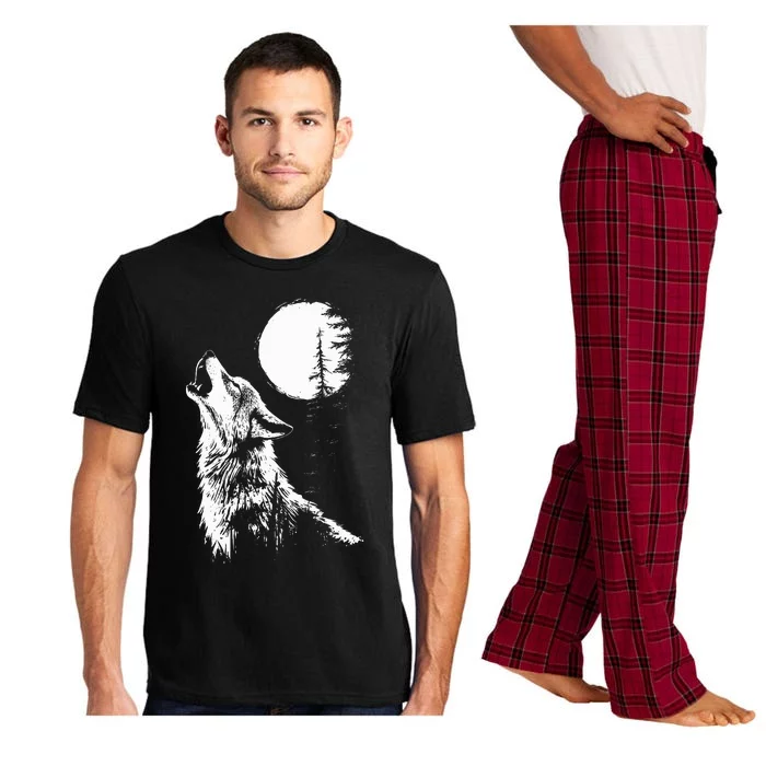 Wolf Howling Moon Forest Nature Wildlife Animal Pajama Set