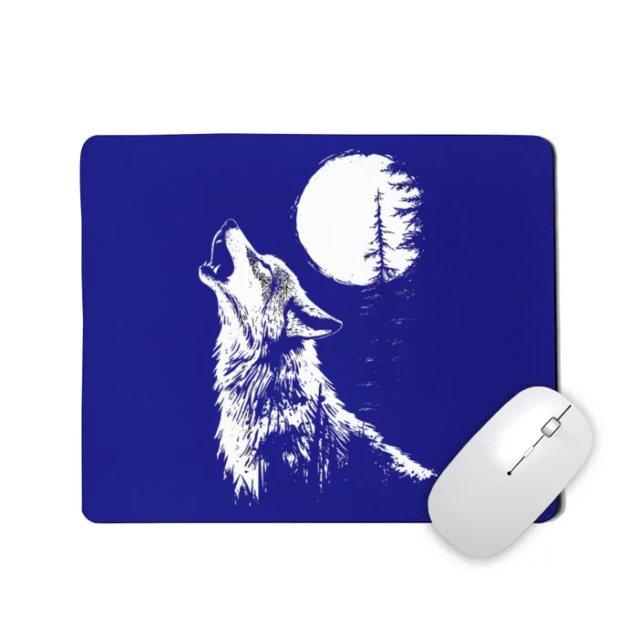 Wolf Howling Moon Forest Nature Wildlife Animal Mousepad