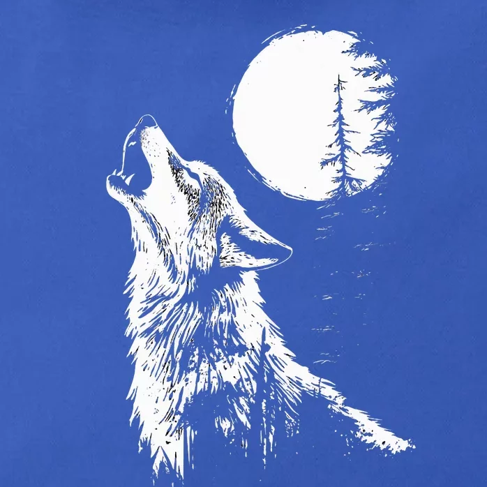 Wolf Howling Moon Forest Nature Wildlife Animal Zip Tote Bag