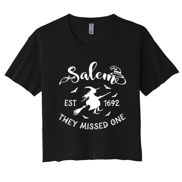 Witch Halloween Men Women Salem 1692 They Missed One Women's Crop Top Tee