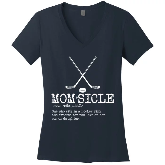 Wo Hockey Mom Momsicle Definition Mothers Day Women's V-Neck T-Shirt