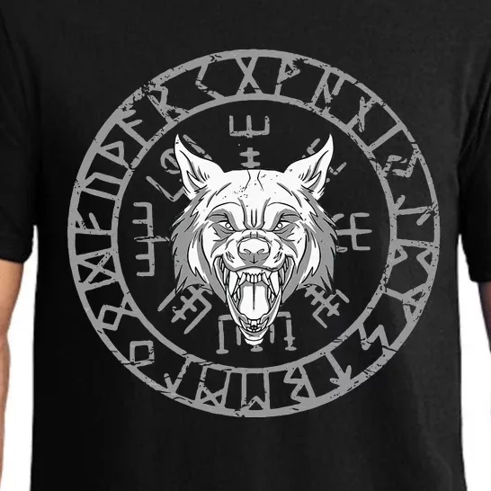 Wolf Head Nordic Rune Circle And Viking Symbols Pajama Set