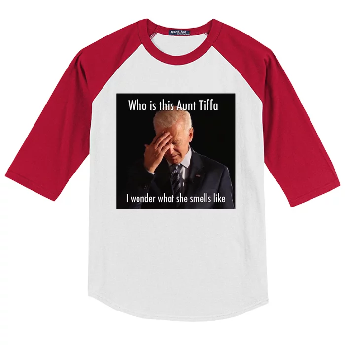 Who is Aunt Tiffa Joe Biden Funny Meme Kids Colorblock Raglan Jersey