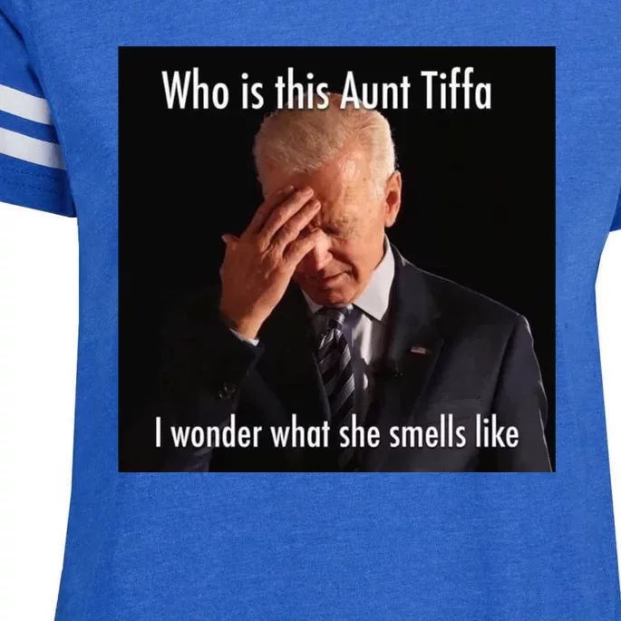 Who is Aunt Tiffa Joe Biden Funny Meme Enza Ladies Jersey Football T-Shirt