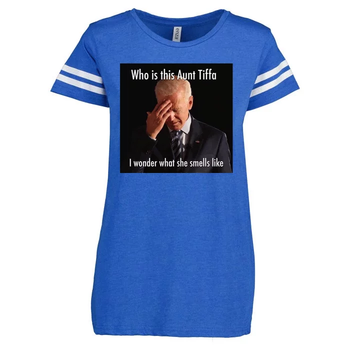 Who is Aunt Tiffa Joe Biden Funny Meme Enza Ladies Jersey Football T-Shirt