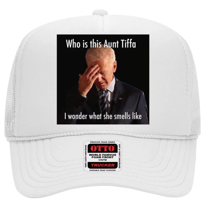 Who is Aunt Tiffa Joe Biden Funny Meme High Crown Mesh Trucker Hat