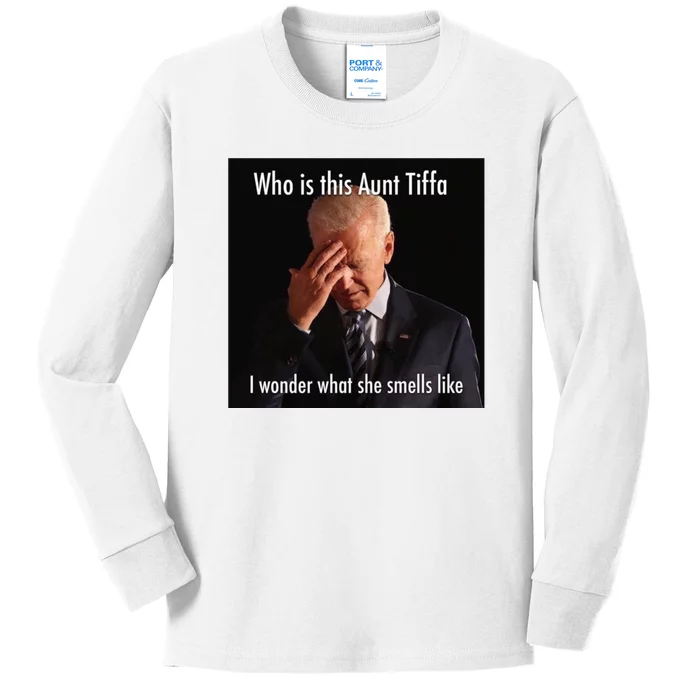 Who is Aunt Tiffa Joe Biden Funny Meme Kids Long Sleeve Shirt