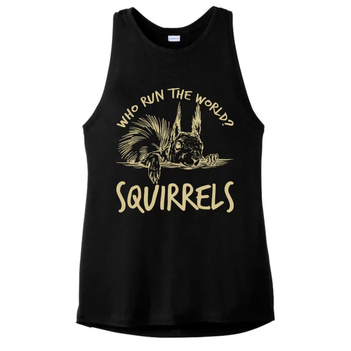 Who Run The World Squirrels Ladies Tri-Blend Wicking Tank