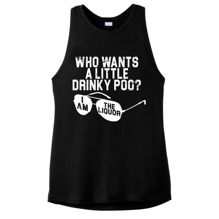 Who Wants A Little Drinky Poo Ladies Tri-Blend Wicking Tank