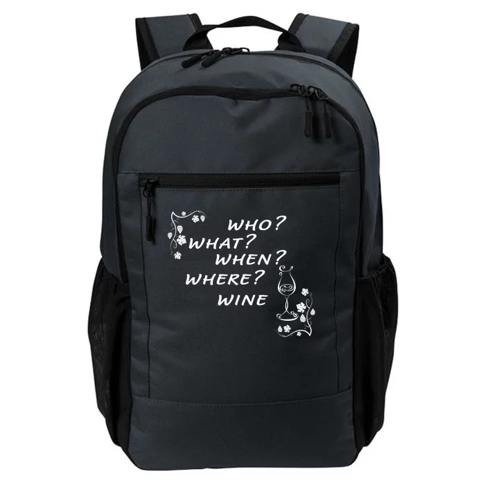 Who What When Where Wine Daily Commute Backpack