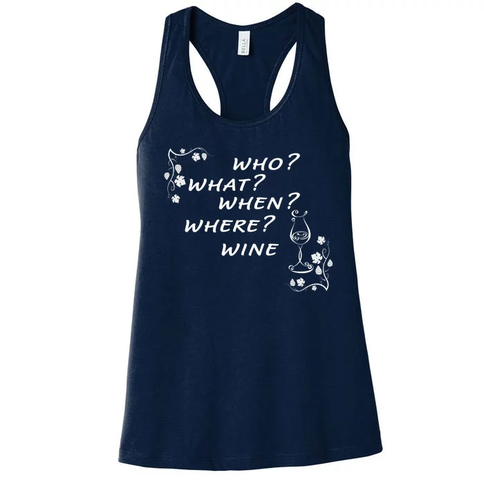 Who What When Where Wine Women's Racerback Tank