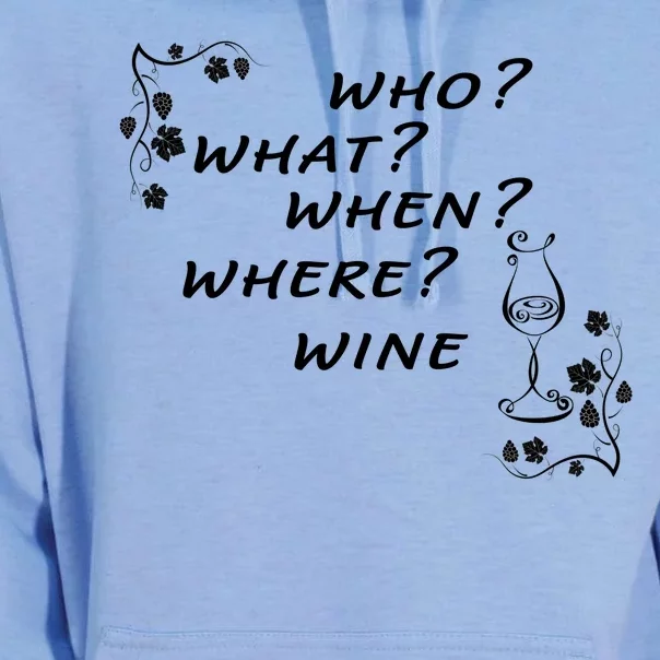 Who What When Where Wine Unisex Surf Hoodie