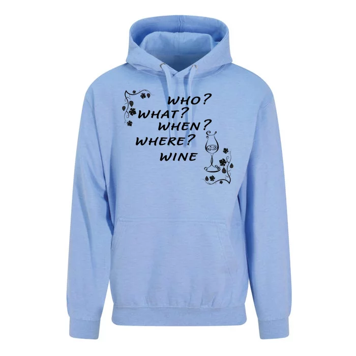 Who What When Where Wine Unisex Surf Hoodie