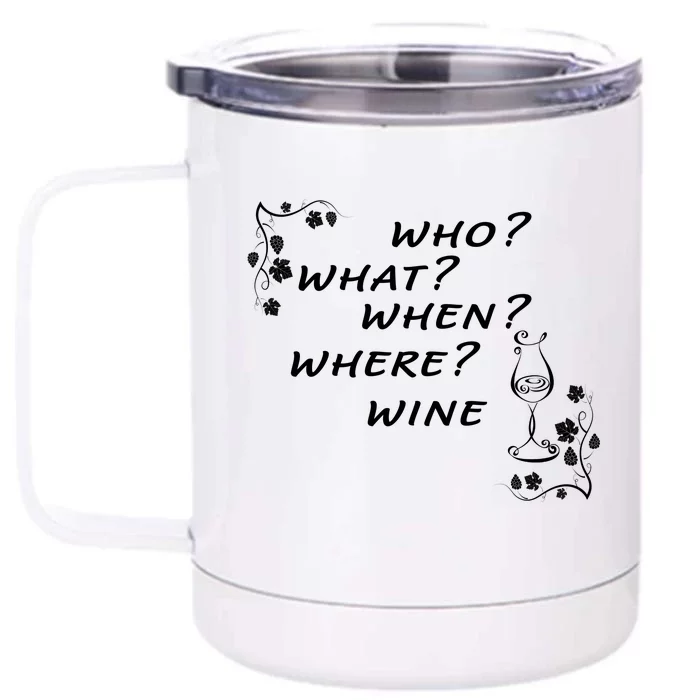 Who What When Where Wine Front & Back 12oz Stainless Steel Tumbler Cup