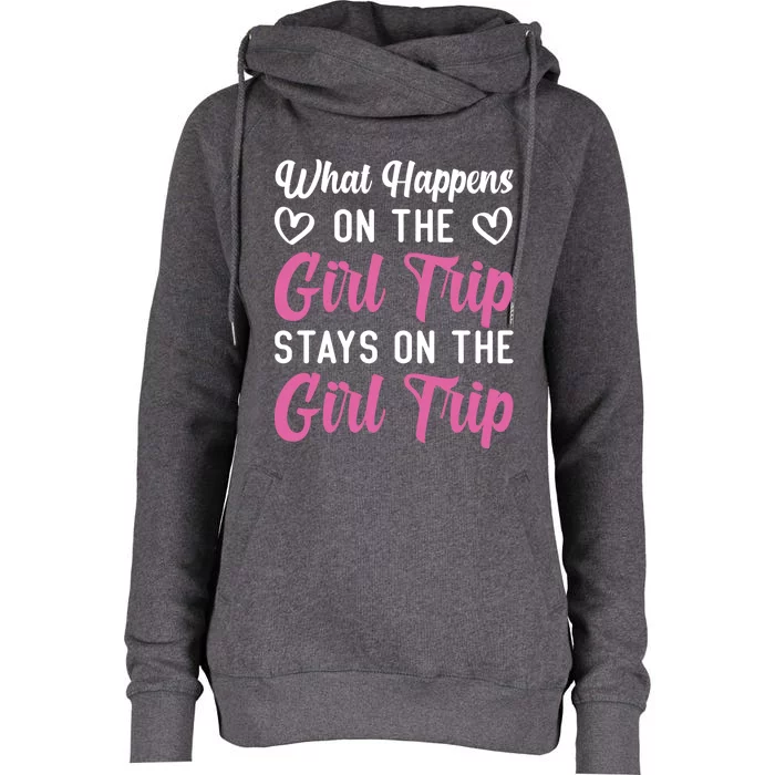 What Happens On Weekend Trip Family Vacation Travel Funny Gift Womens Funnel Neck Pullover Hood