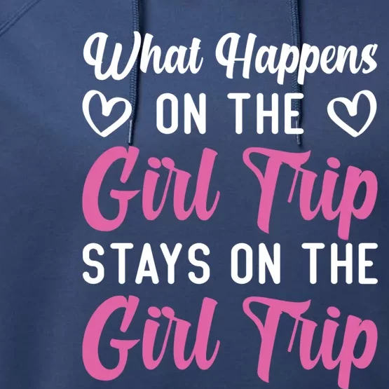 What Happens On Weekend Trip Family Vacation Travel Funny Gift Performance Fleece Hoodie